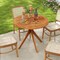 Patio Dining Table Round 35.5 Inch Eucalyptus Wood Slatted Outdoor Table Teak
